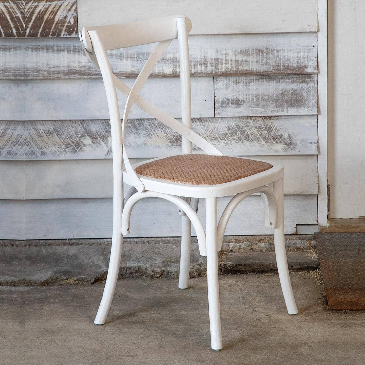 Cross Back Chair Wooden Back - White - Image 4