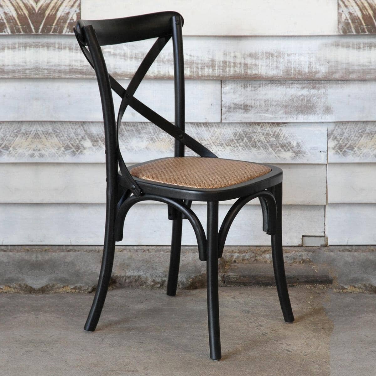 Cross Back Chair Wooden Back - Black - Image 3