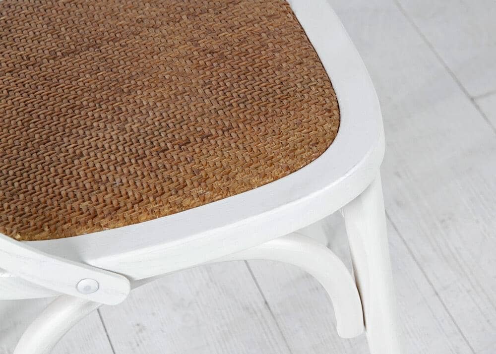 Cross Back Chair Wooden Back - White - Image 3