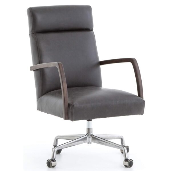 Bryson Leather Desk Chair, Chaps Ebony